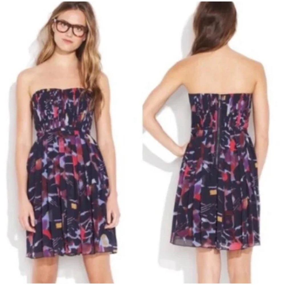 Madewell Broadway & Broome 100% Silk Navy Strapless Storybook Dress Size 0 $198